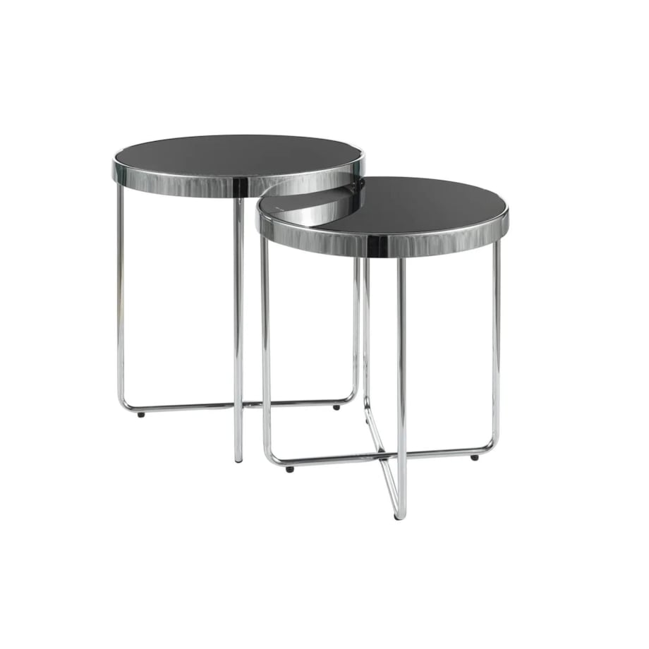 Zestaw 2 ław SAGA czarny/chrom