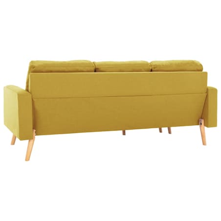 vidaXL 3-osobowa sofa z podnóżkiem, żółta, tapicerowana tkaniną