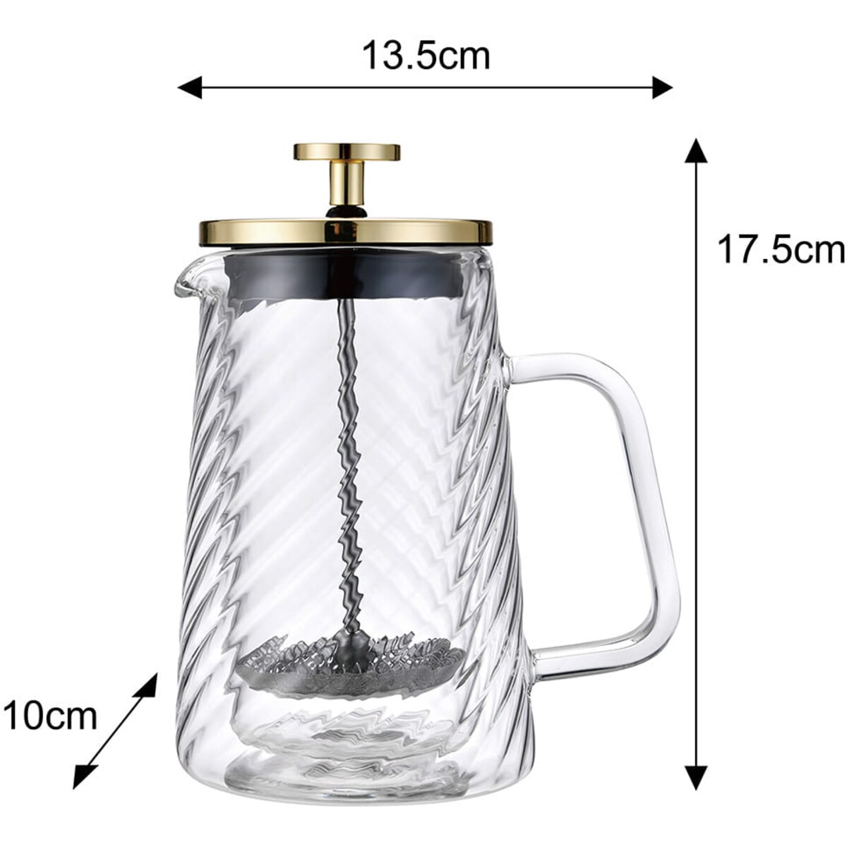 Zaparzacz do kawy herbaty szklany 350ml French Press złoty KLAUSBERG