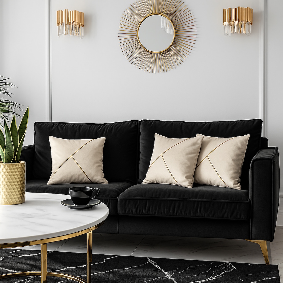 Poszewka na poduszkę ze złotym akcentem Chic - kremowy