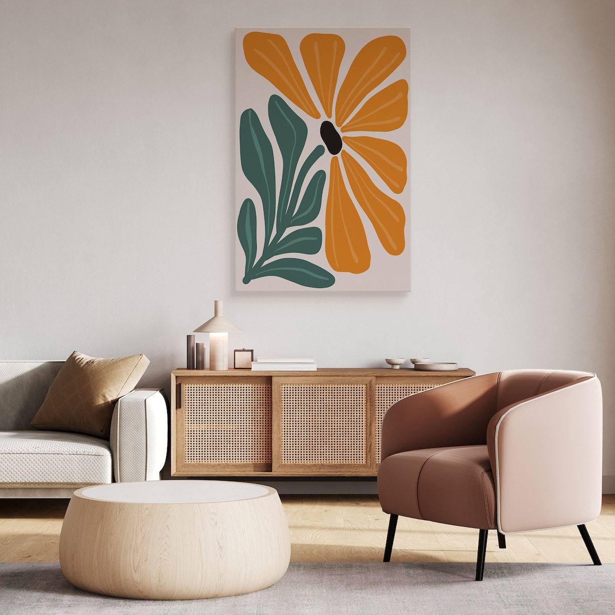 Obraz Pomarańczowy Pastelowy Kwiat 30x40cm