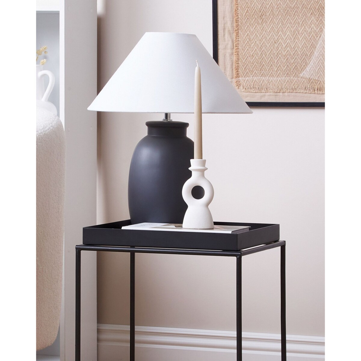 Świecznik ceramiczny biały SPARTA