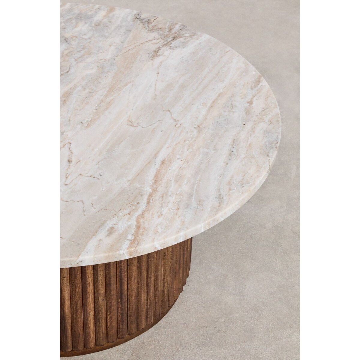 Okrągły stolik z drewna mango z marmurem Norma Ø90 cm