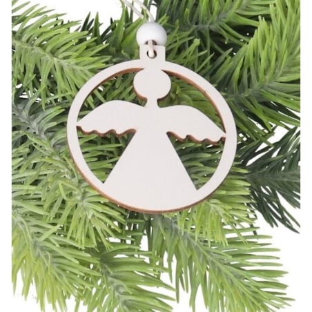 Bombki Na Choinkę Drewniane Aniołki Ozdoba 12Szt