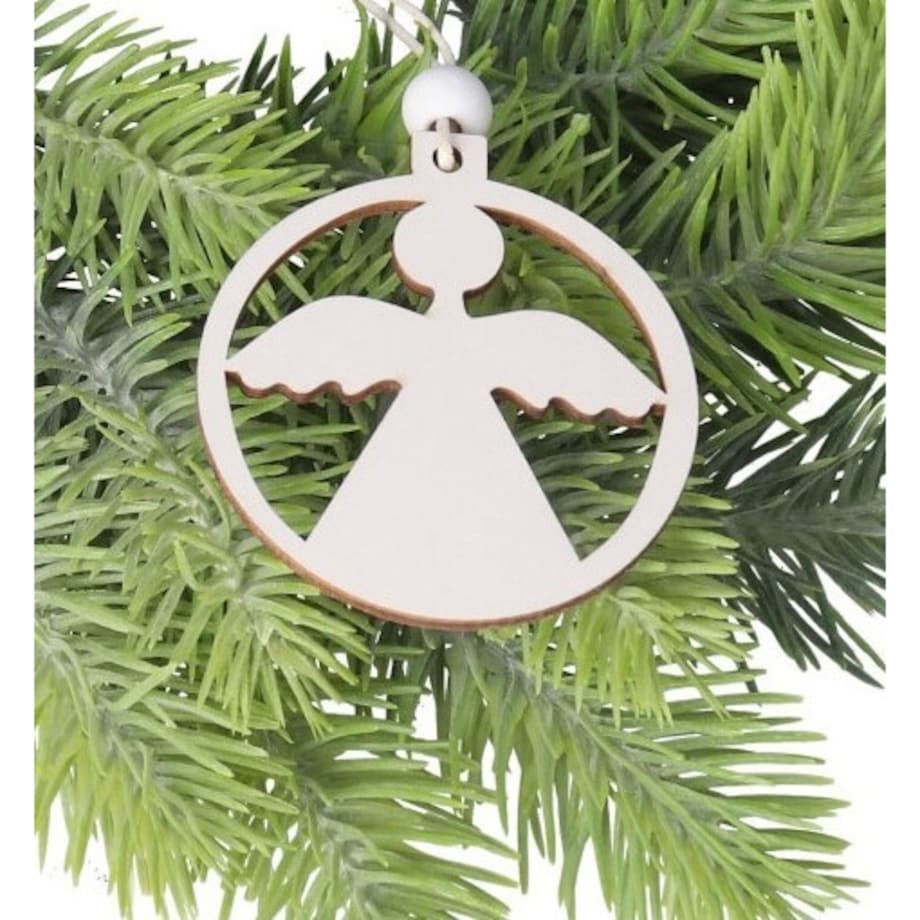 Bombki Na Choinkę Drewniane Aniołki Ozdoba 12Szt