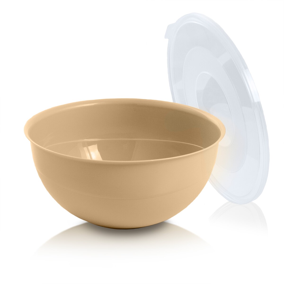 Miska Plastikowa Okrągła Kuchenna Z Pokrywką Zamykaniem Zestaw Misek 3 Szt. Misa Beżowa