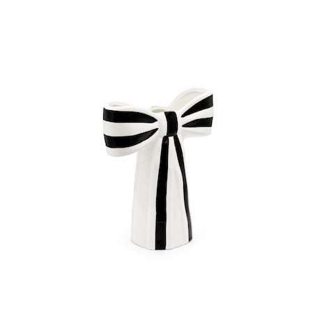 Wazon ceramiczny 25x21,5x9,4 cm KOKARDA w biało-czarne pasy