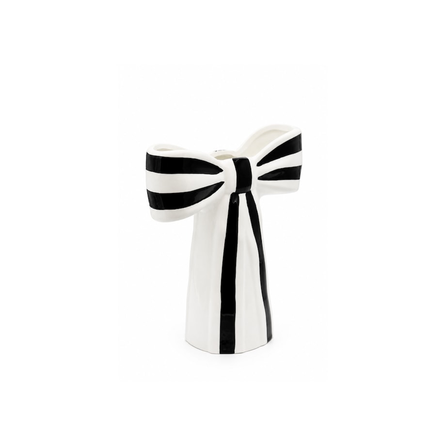 Wazon ceramiczny 25x21,5x9,4 cm KOKARDA w biało-czarne pasy