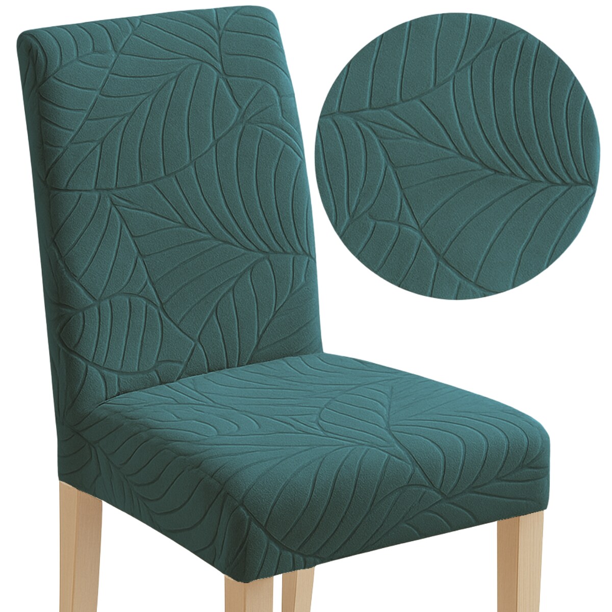 POKROWIEC NA KRZESŁO BUTELKOWA ZIELEŃ WELUR ŻAKARD WZORY ELASTYCZNY [10-Z3-ZLB]