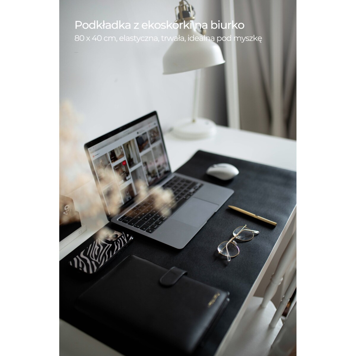 Ekskluzywna podkładka pod mysz i klawiaturę – Midnight Black