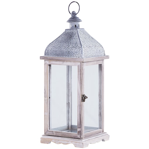 Lampion SAMAR Drewno sosnowe 47 cm Biały