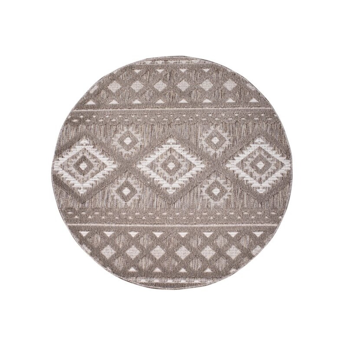 Dywan okrągły na zewnątrz i do wnętrz boho Sanori 4350 Brąz 160x160