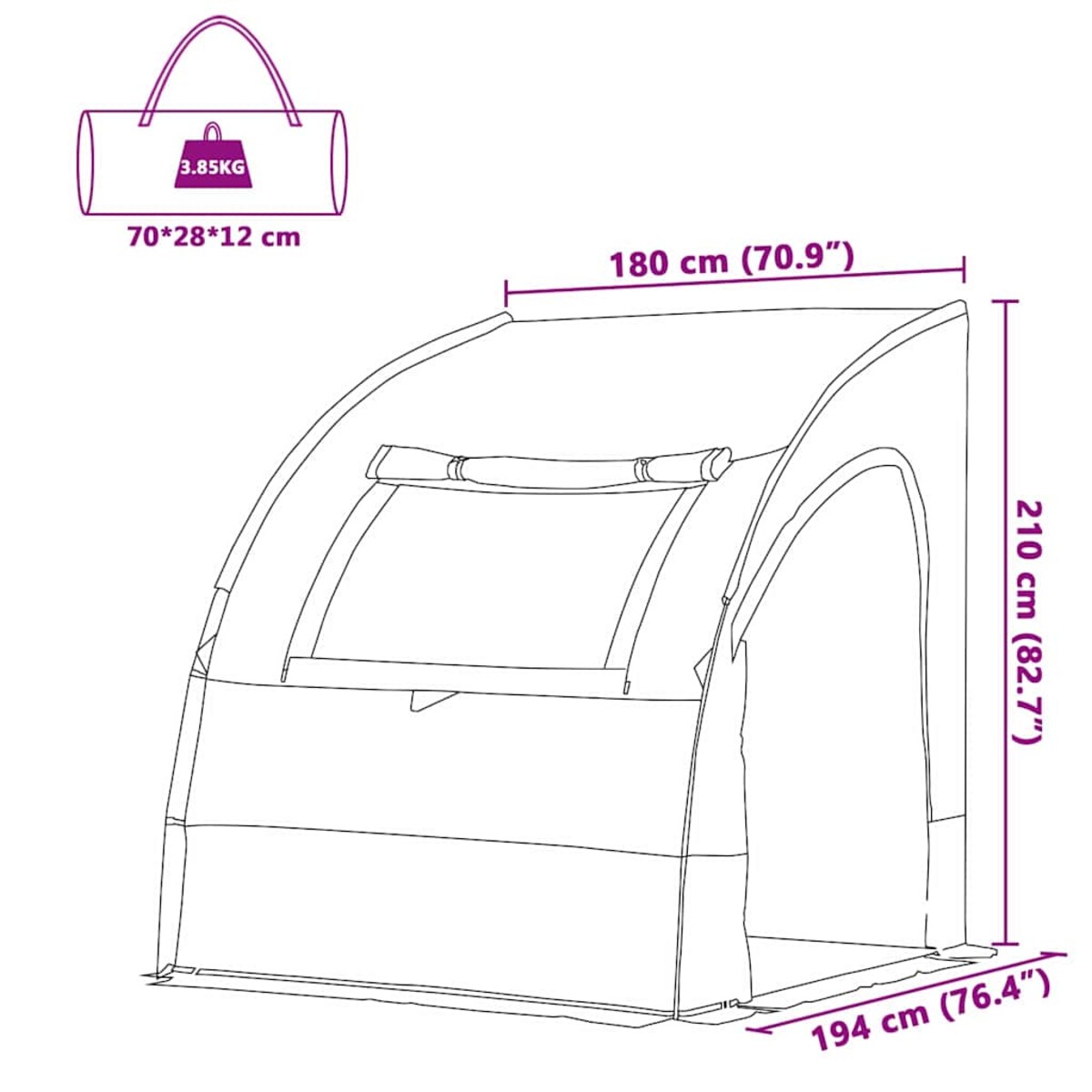 vidaXL Namiot z dachem Inny 194 x 180 x 210 cm Poliester