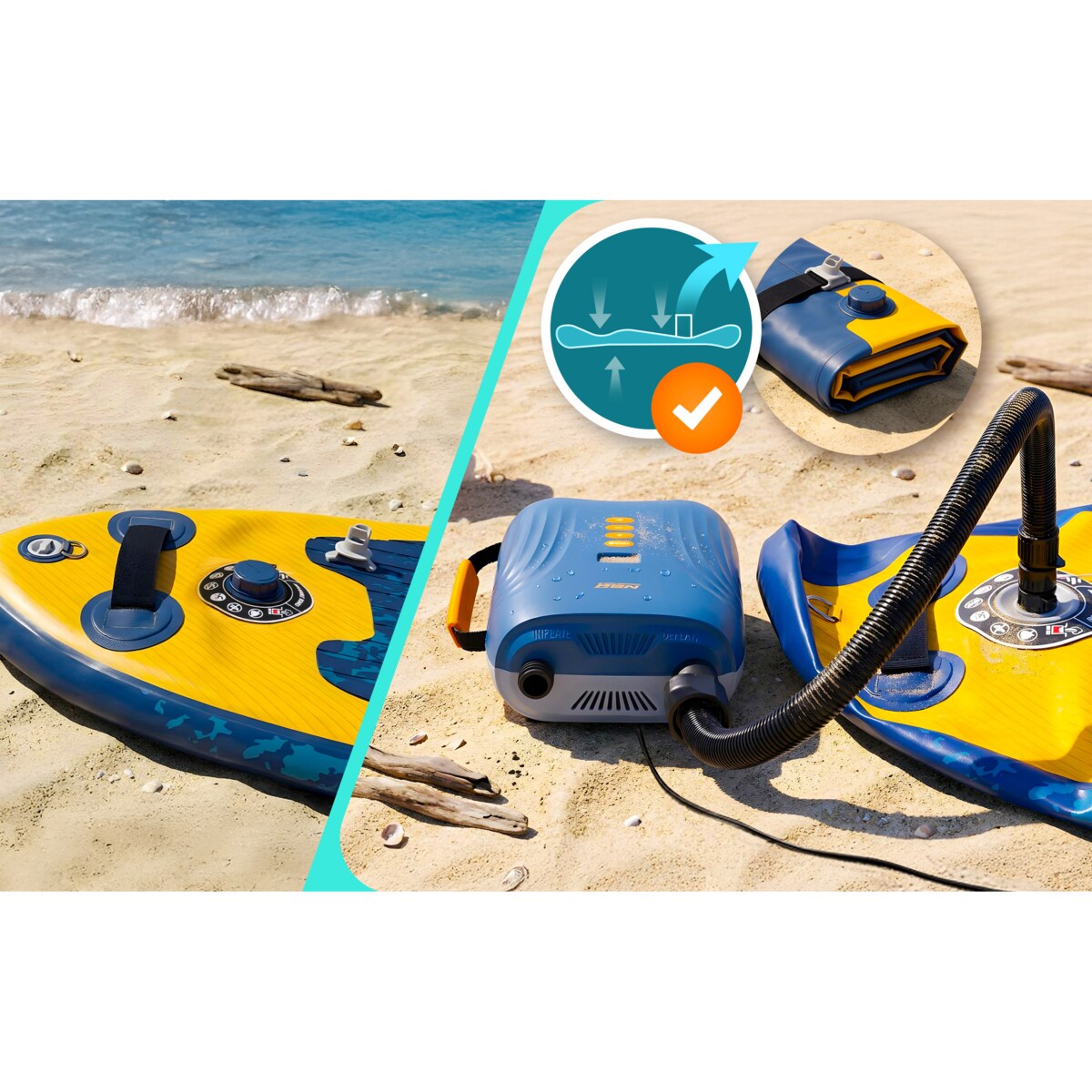 Pompka elektryczna do SUPa + 6 przejściówek samochodowa