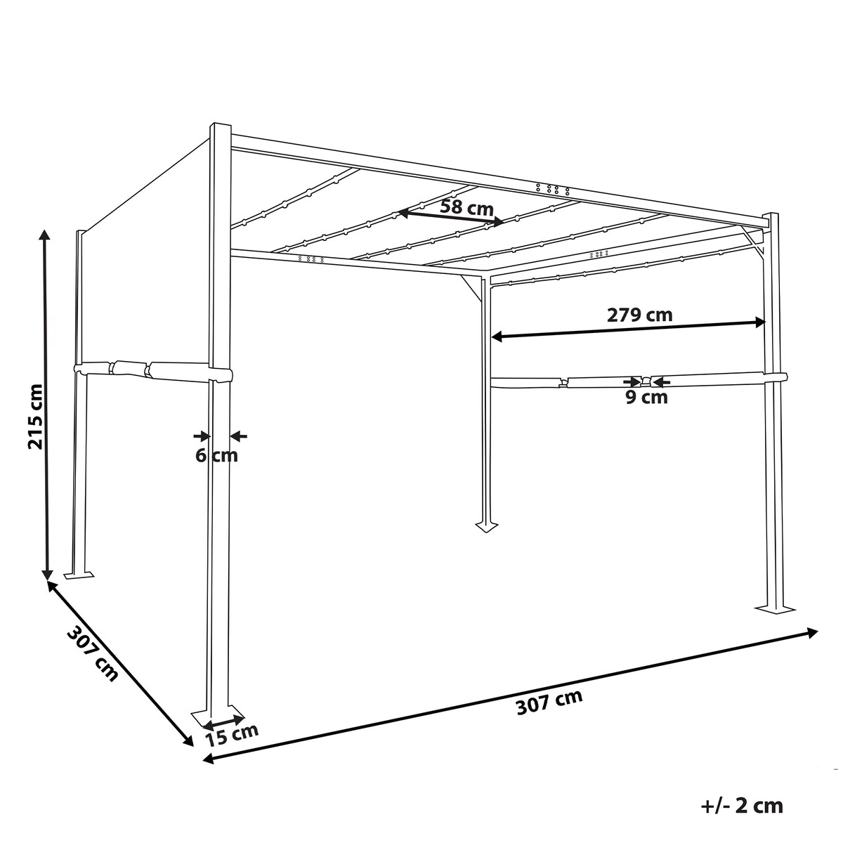 Pawilon ogrodowy LED PARGA Metal 310 cm 310 cm Brązowy