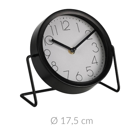 Zegarek stojący na półkę, metalowy, czytelna tarcza, Ø 17,5 cm