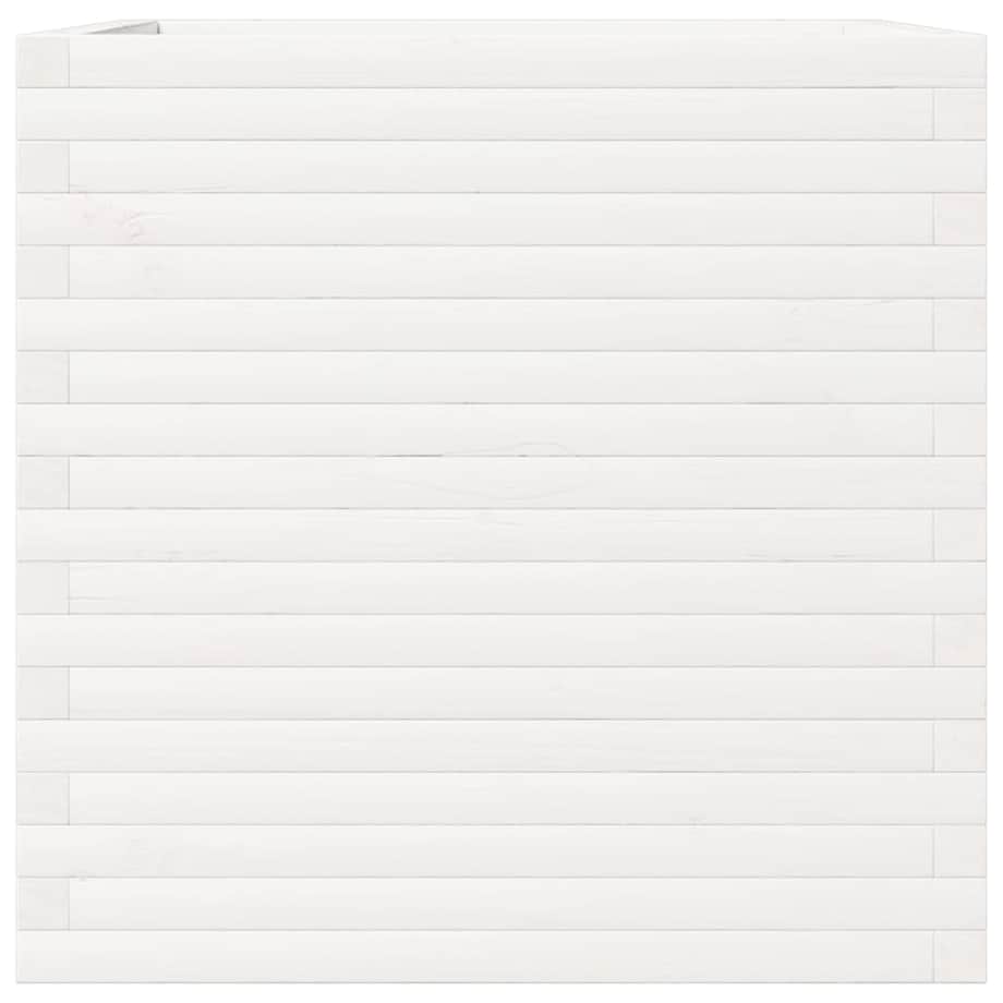 vidaXL Donica ogrodowa, biała, 70x70x68,5 cm, lite drewno sosnowe