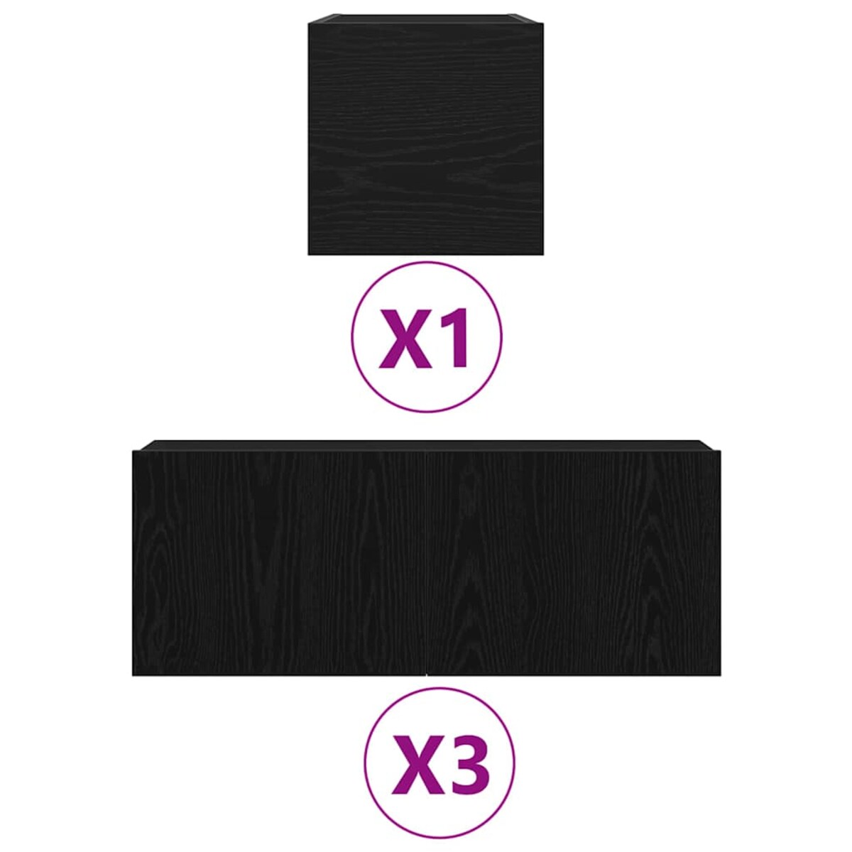 vidaXL Zestaw szafek RTV 4 pcs Czarny dąb 80 x 30 x 30 cm