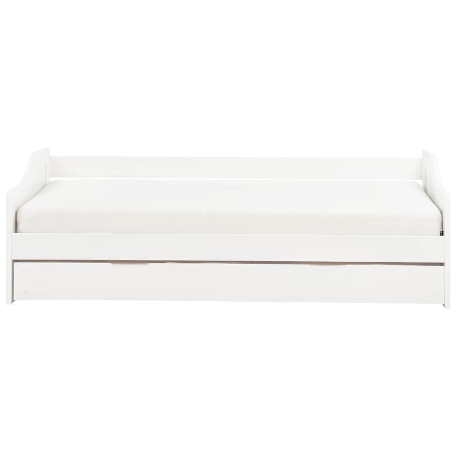 Łóżko wysuwane drewniane 90 x 200 cm białe LUNERAY