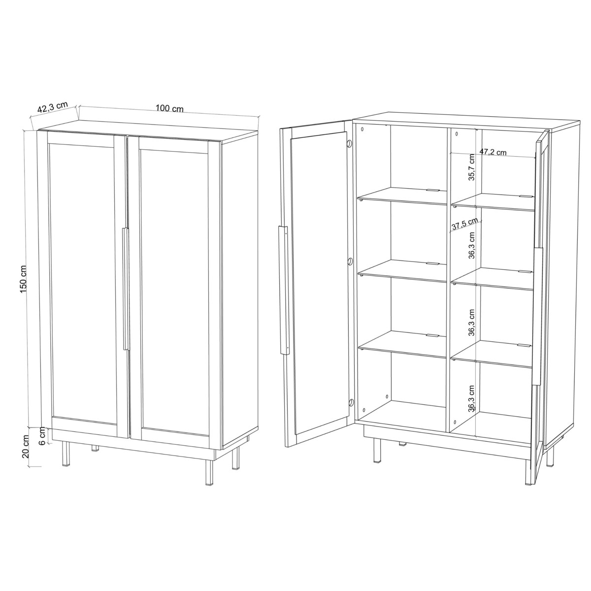 Elegancka czarna witryna Dancan ARTEMISA ze złotymi dodatkami