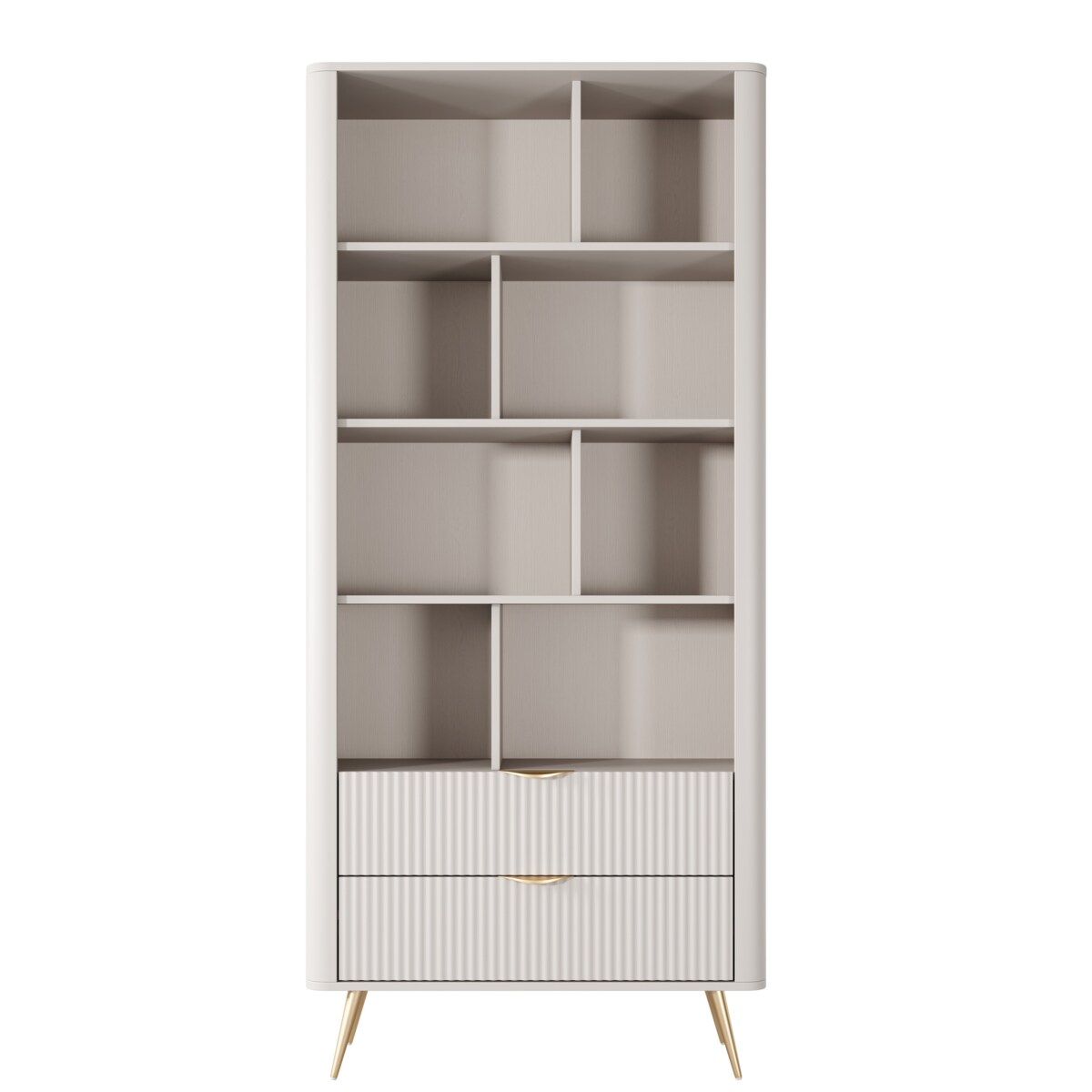 Regał do salonu LENA beżowy na złotych nóżkach