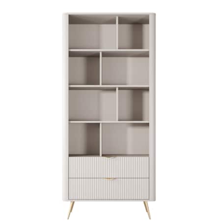 Regał do salonu LENA beżowy na złotych nóżkach