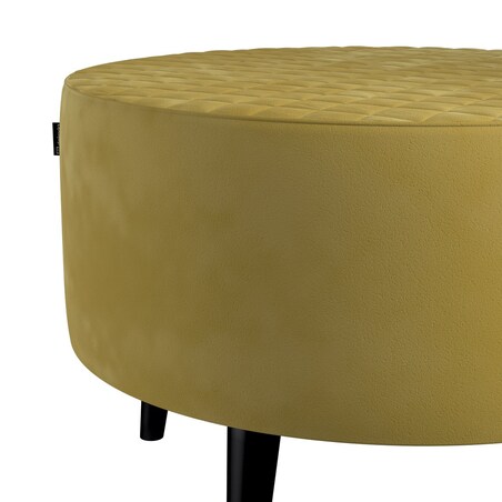 Podnóżek okrągły pikowany, oliwkowy zielony, Ø60 x 40 cm, Velvet