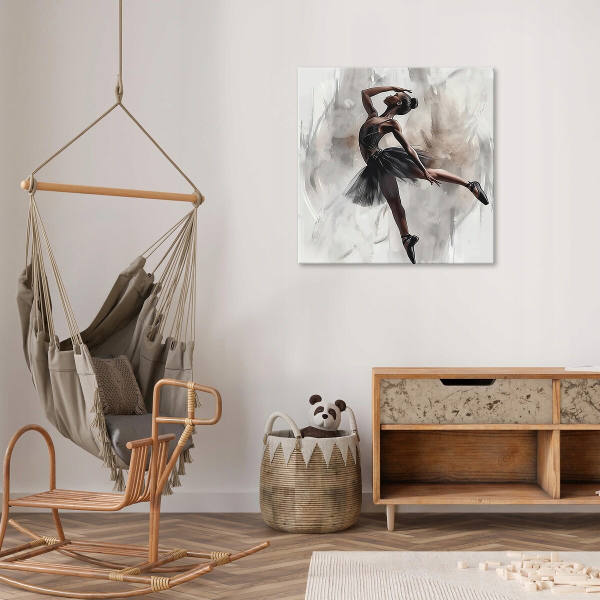 OBRAZ BALETNICA KOBIETA KWADRAT NA PŁÓTNIE ŚCIANĘ DO SYPIALNI SALONU 80x80