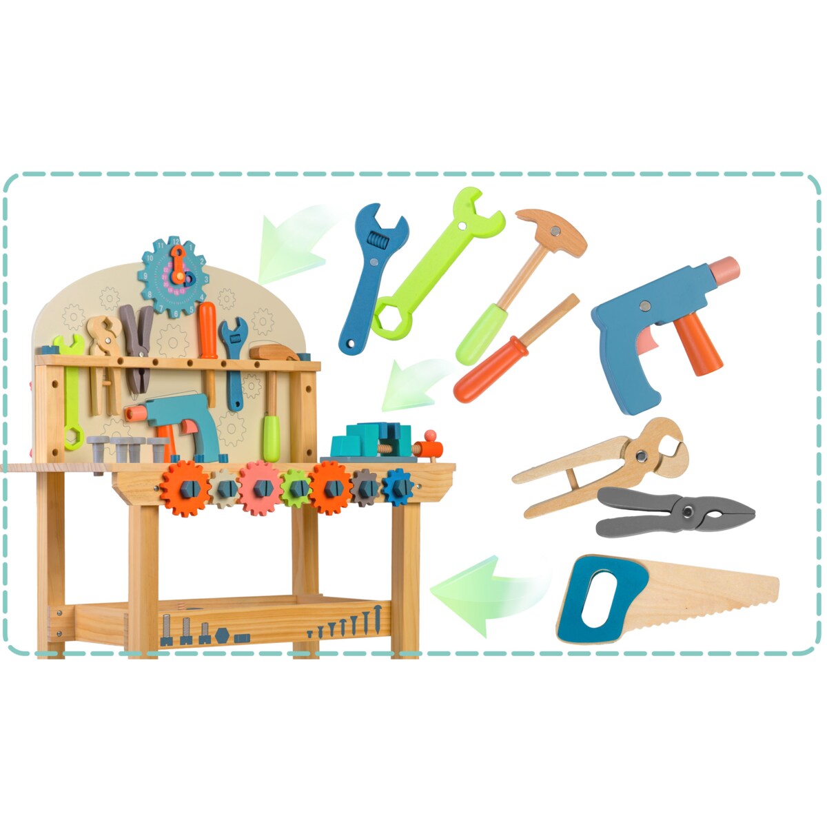Drewniany warsztat dla dzieci z narzędziami stół Ricokids