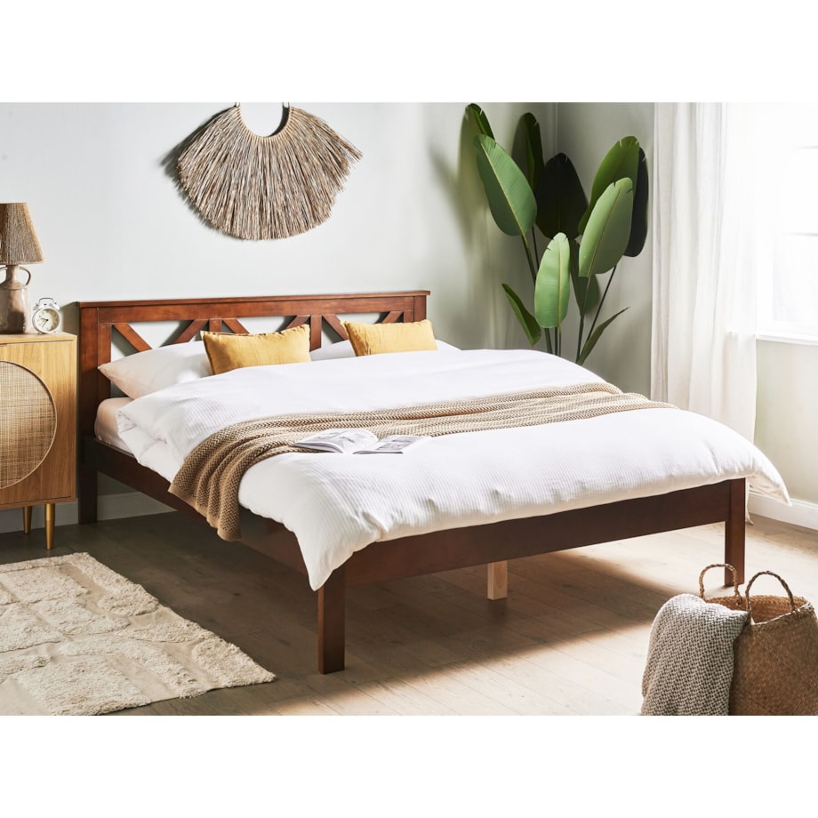 Łóżko drewniane 160 x 200 cm ciemne TANNAY