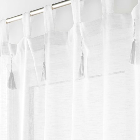 Firanka z ozdobnymi pomponami DALILA, 140 x 240 cm