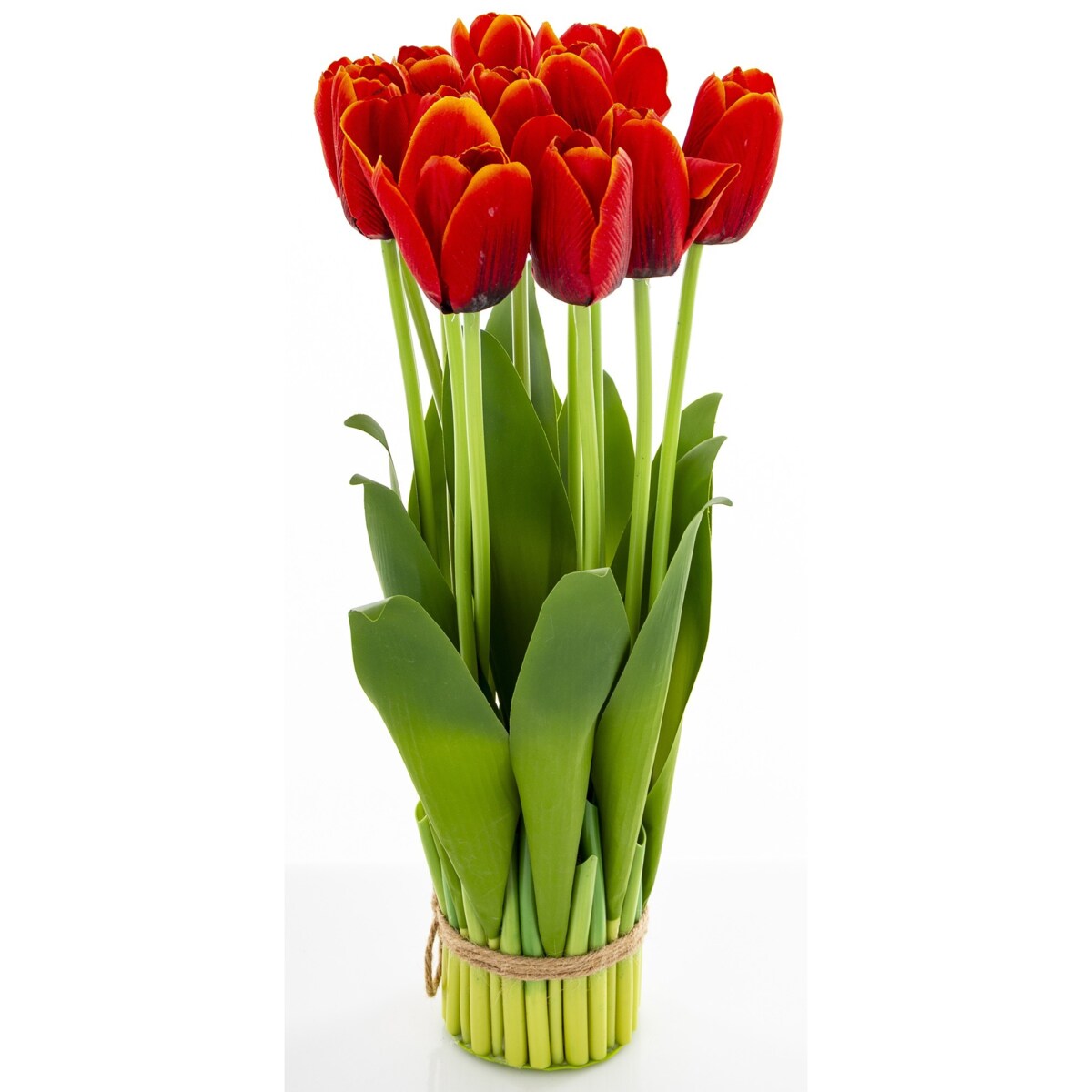 Dekoracja - bukiet sztucznych kwiatów 38x16x16 cm TULIPANY czerwone