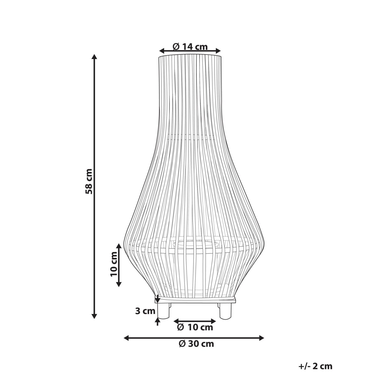 Lampion bambusowy 58 cm czarny LEYTE