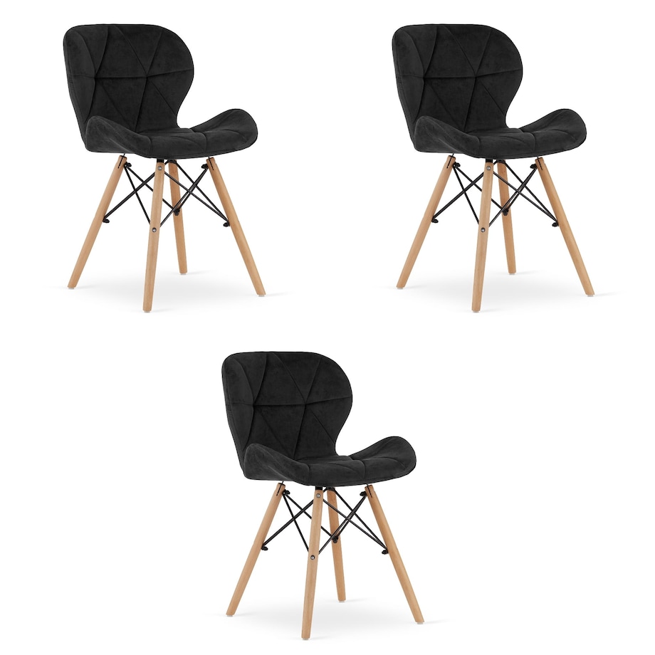 Krzesło Do Jadalni Kuchni Salonu Lago Aksamit - Czarne X 3