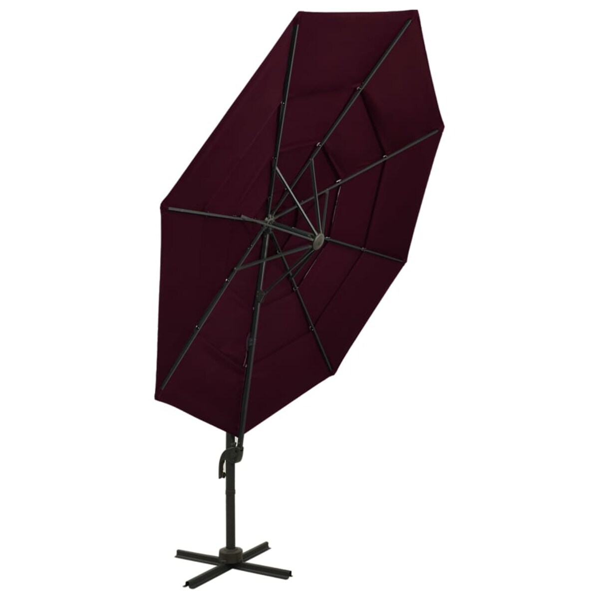 vidaXL 4-poziomowy parasol na aluminiowym słupku, bordowy, 3x3 m