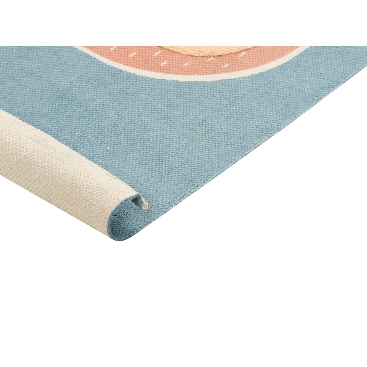 Dywan dziecięcy bawełniany motyw leniwca 80 x 150 cm niebiesko-pomarańczowy ISAK