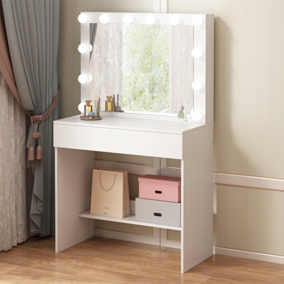 Toaletka kosmetyczna z lustrem led makijażu wizażu nowoczesna loft glamour