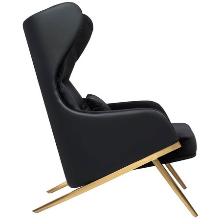 Elegancki fotel z ekoskóry Hampton Velvet czarny złoty, King Home