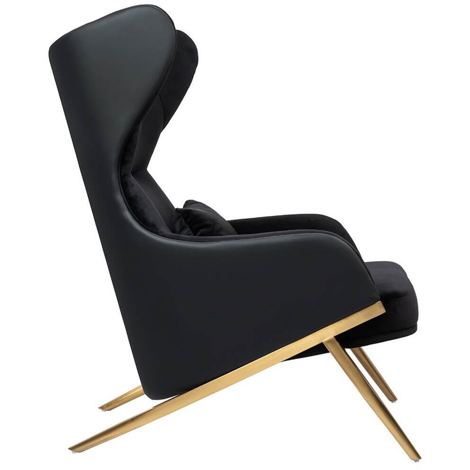 Elegancki fotel z ekoskóry Hampton Velvet czarny złoty, King Home