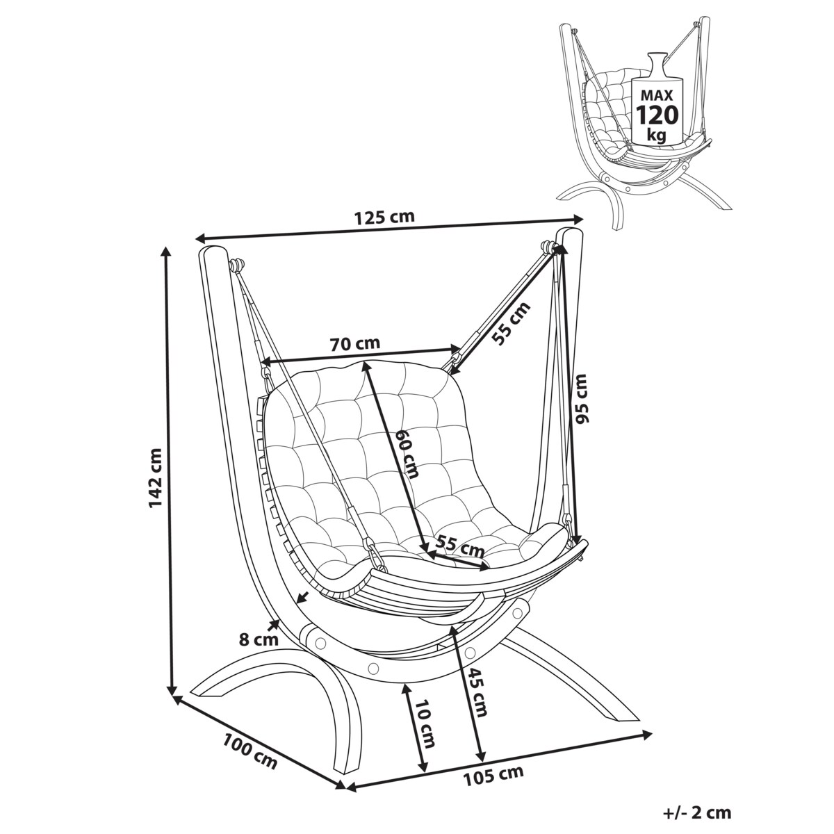 Huśtawka ogrodowa ALLISTE Drewno Brązowy