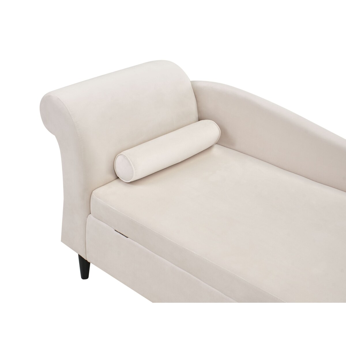 Szezlong lewostronny LUIRO Welur Beżowy ze schowkiem