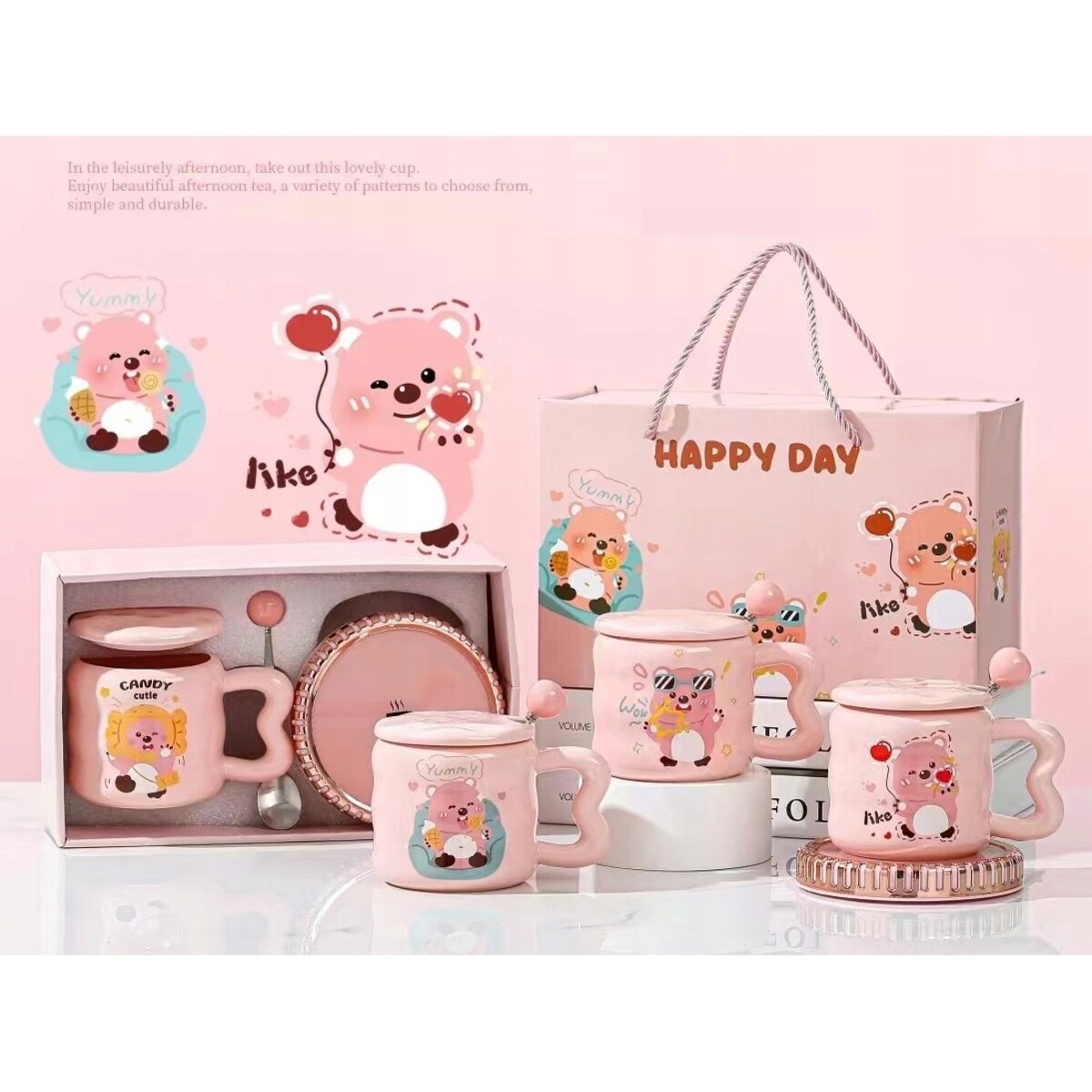 ZESTAW KUBEK Z PODGRZEWACZEM + Łyżka + Kabel USB PREZENT KUBEK ŚWIĄTECZNY