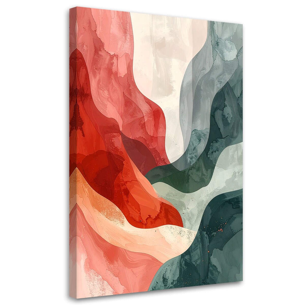 Obraz do salonu sypialni biura hotelu spa, Abstrakcja styl boho w czerwono zielonych kolorach 40x60 cm