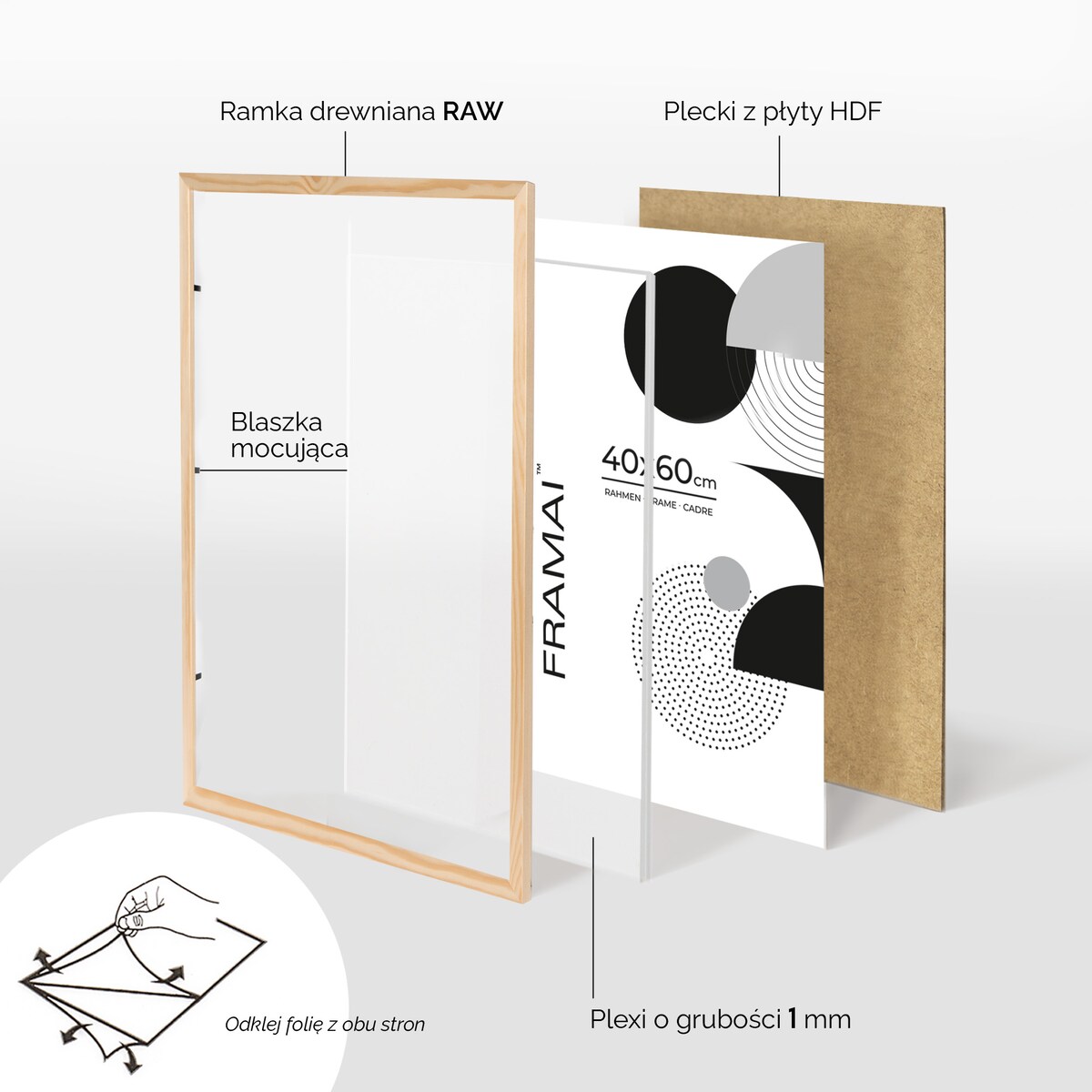 Ramka na zdjęcia 40x60 cm ramka z drewna surowego pion poziom ramka prostokątna RAW DIY