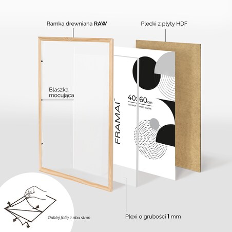 Ramka na zdjęcia 40x60 cm ramka z drewna surowego pion poziom ramka prostokątna RAW DIY