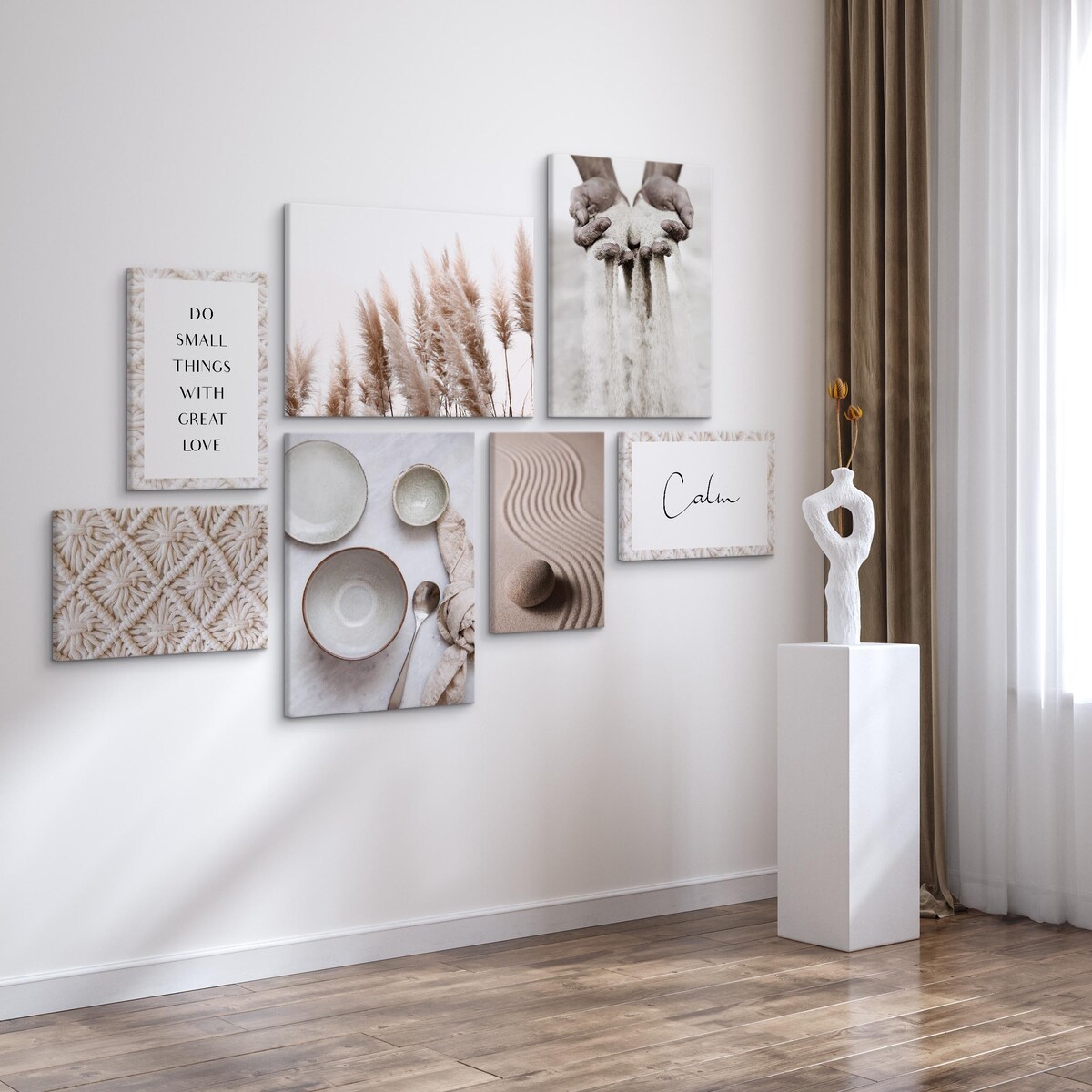 Zestaw Obrazów Styl BOHO Plaża Rośliny 110x80cm