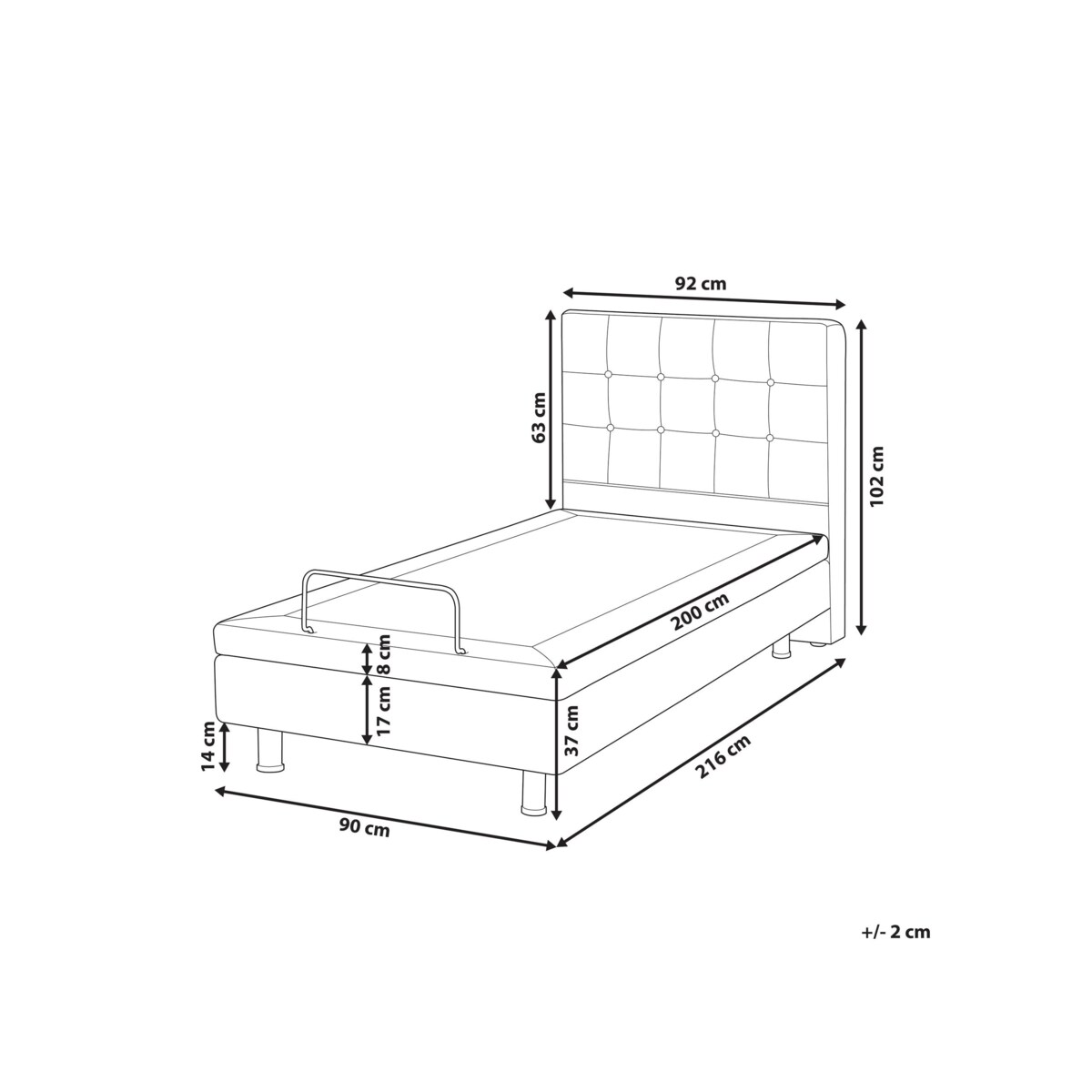 Łóżko regulowane DUKE 90 x 200 cm Jasnoszary
