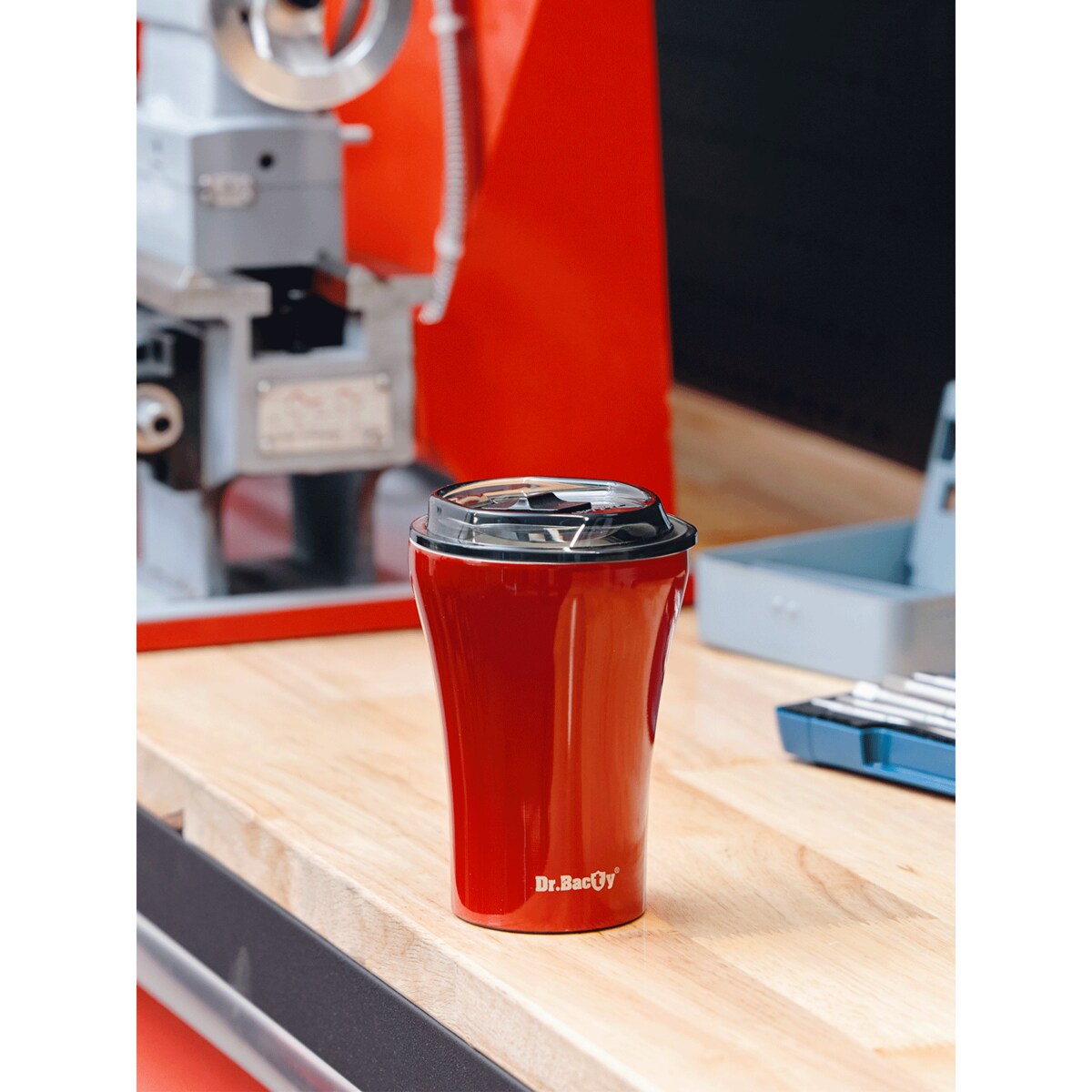 Kubek termiczny do kawy z powłoką ceramiczną Dr.Bacty Apollo - 227 ml - czerwony