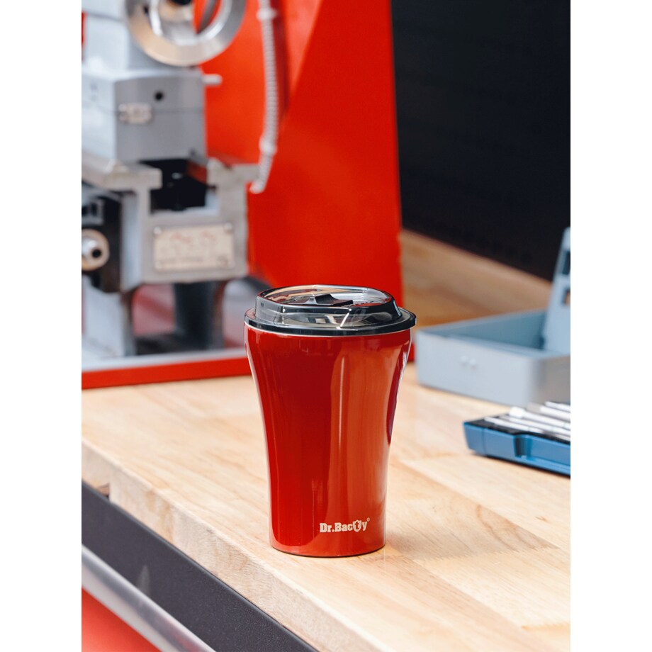 Kubek termiczny do kawy z powłoką ceramiczną Dr.Bacty Apollo - 227 ml - czerwony