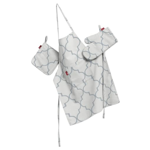 Komplet kuchenny fartuch,rękawica i łapacz, szaro-białe wzory marokańskie, kpl, Gardenia